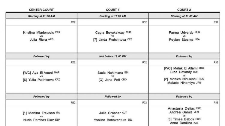 Order of play.. Day 3 🎾