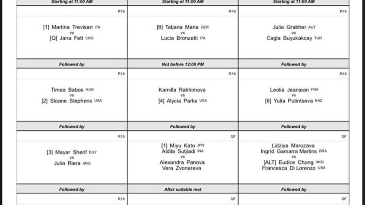 Order of play.. Day 5 🎾